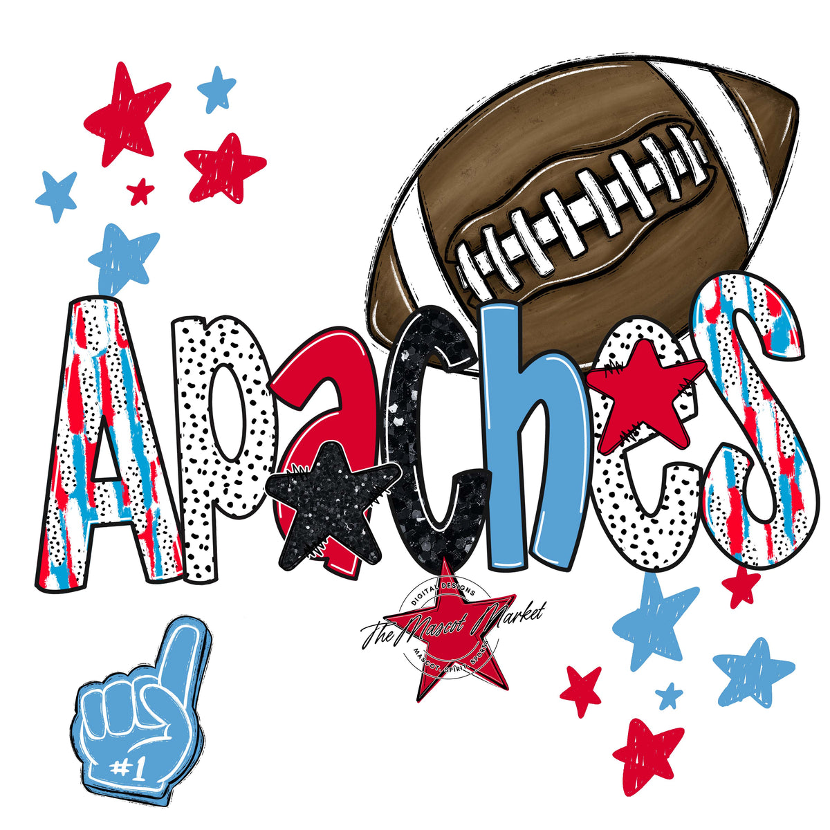 Apaches Football Scrape-Carolina Blue & Red