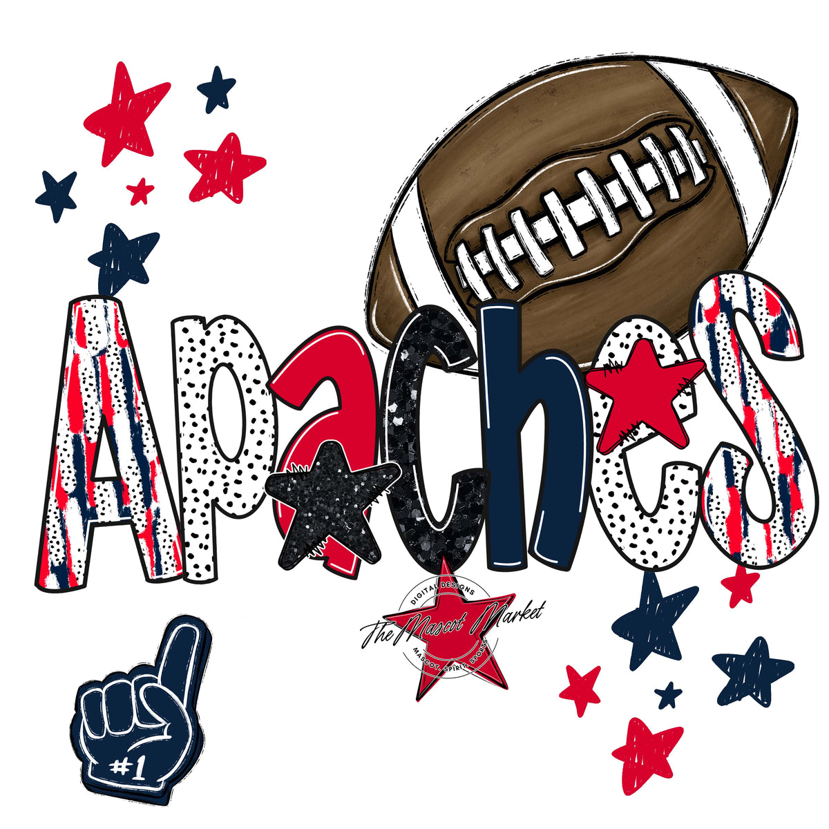 Apaches Football Scrape-Navy & Red