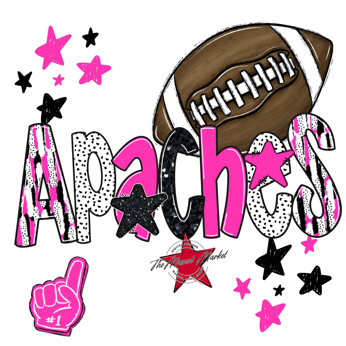 Apaches Football Scrape-Pink