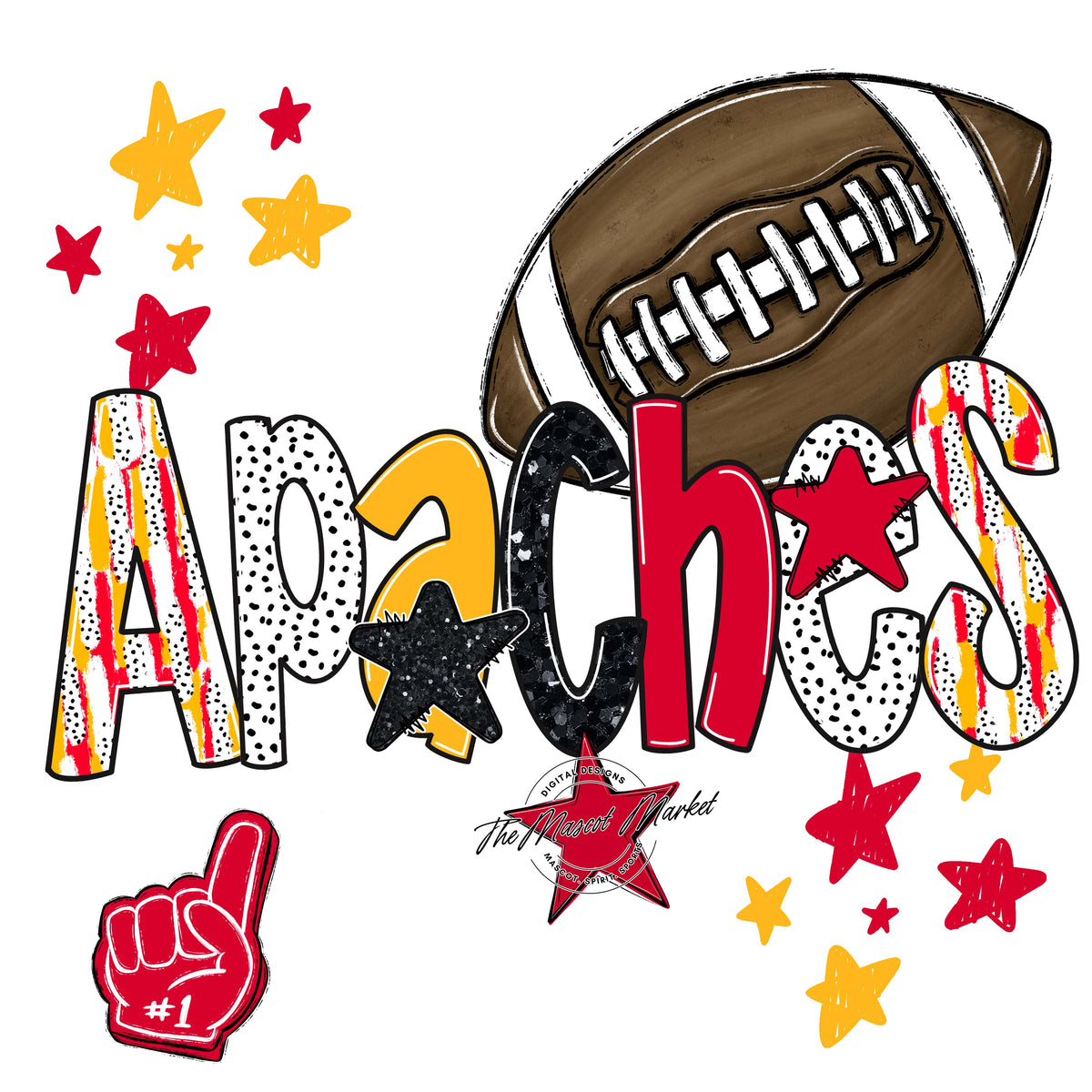 Apaches Football Scrape-Red & Yellow