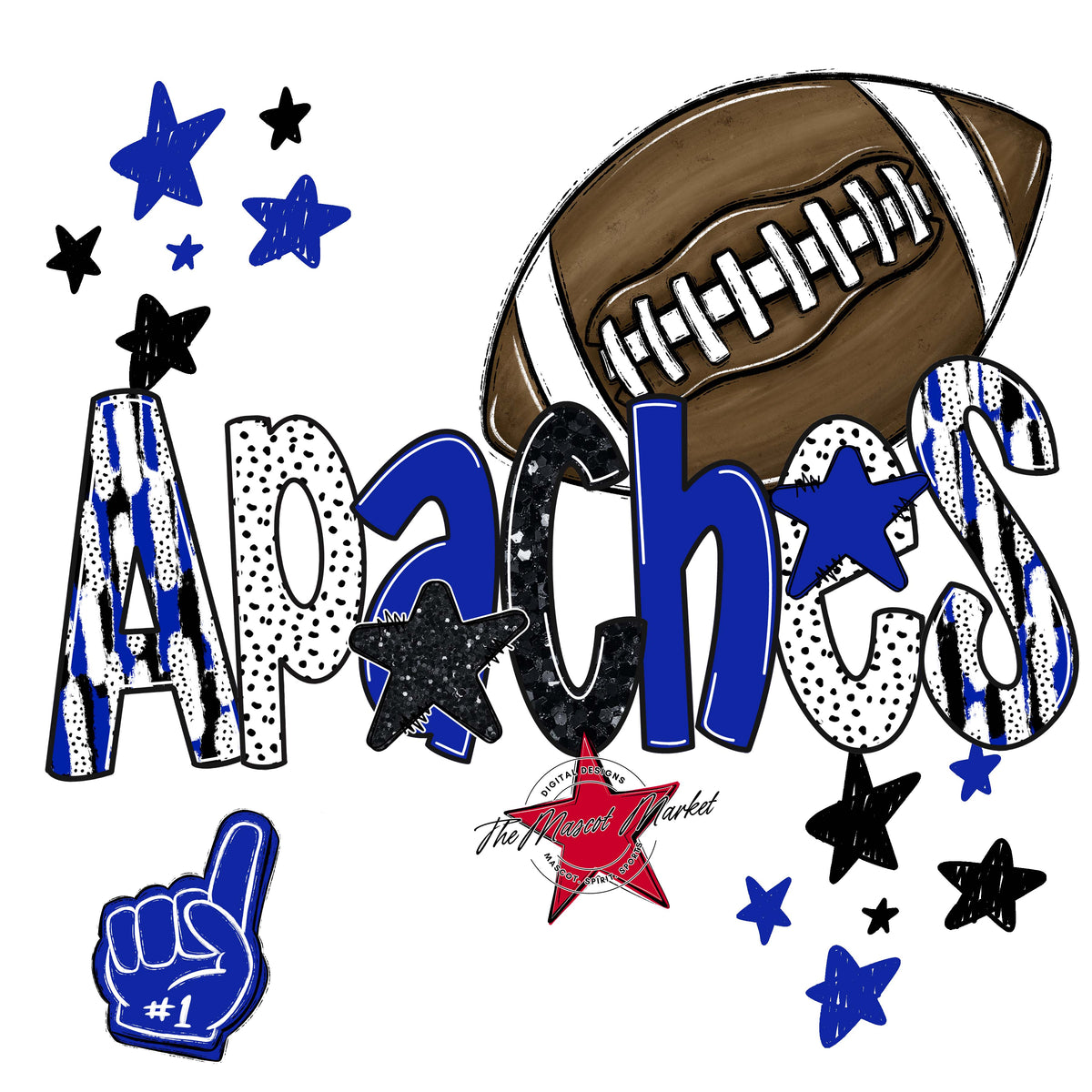 Apaches Football Scrape-Royal Blue