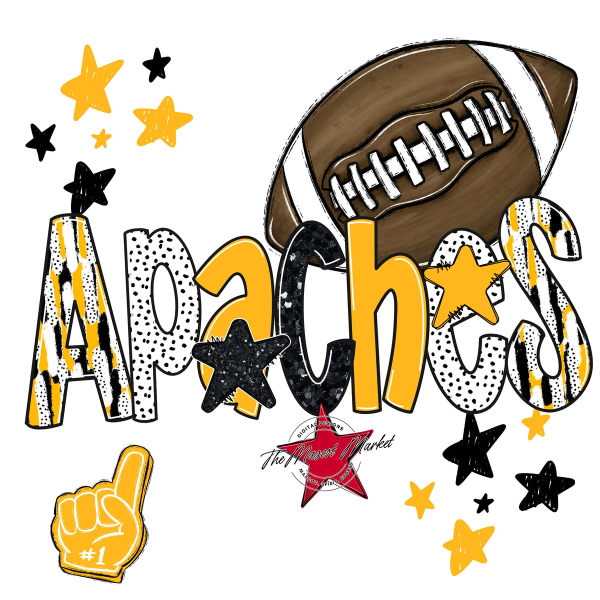 Apaches Football Scrape-Yellow
