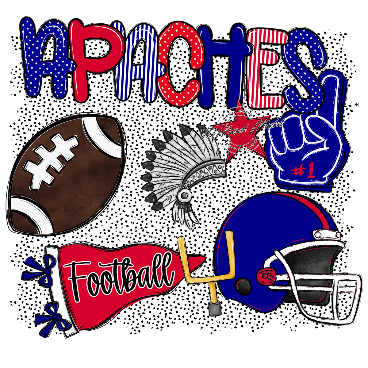 Apaches Football Spirit-Blue & Red