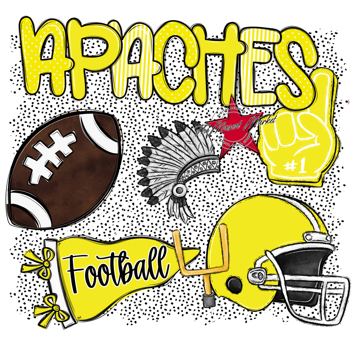 Apaches Football Spirit-Bright Yellow