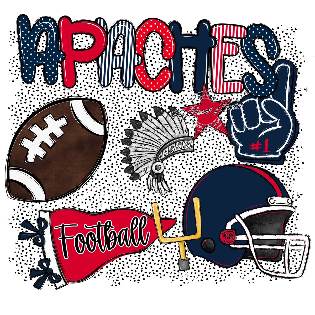 Apaches Football Spirit-Navy & Red
