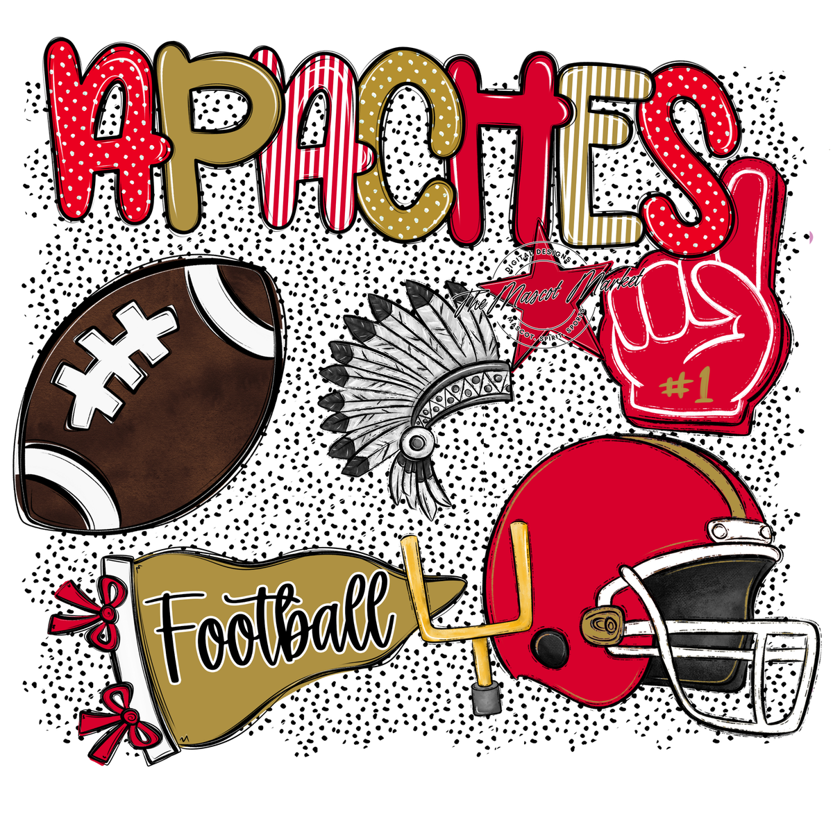 Apaches Football Spirit-Red & Gold