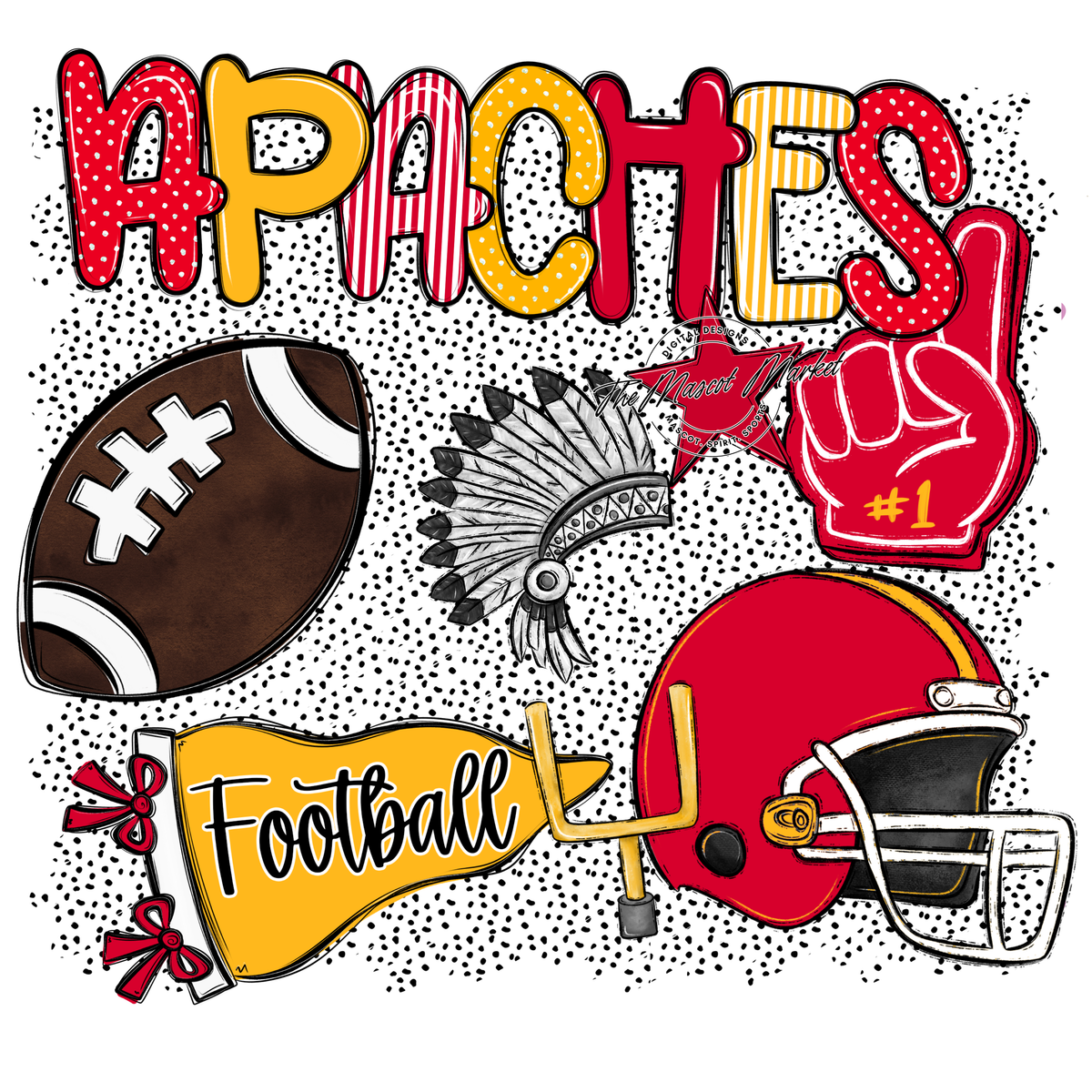 Apaches Football Spirit-Red & Yellow