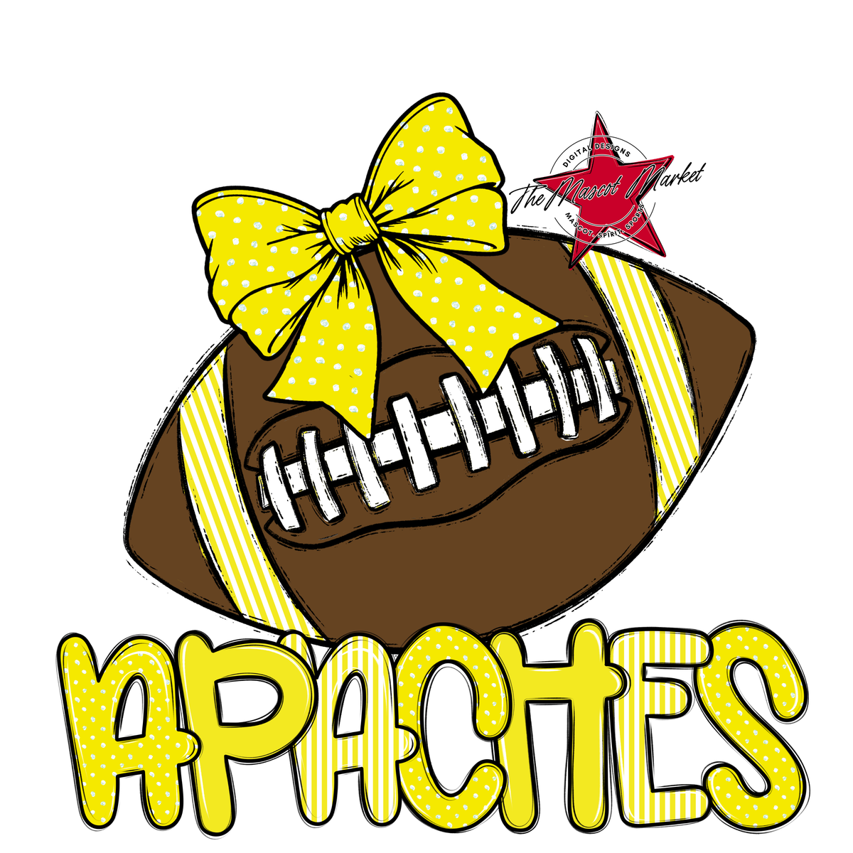 Apaches Football Spirit Design-Bright Yellow