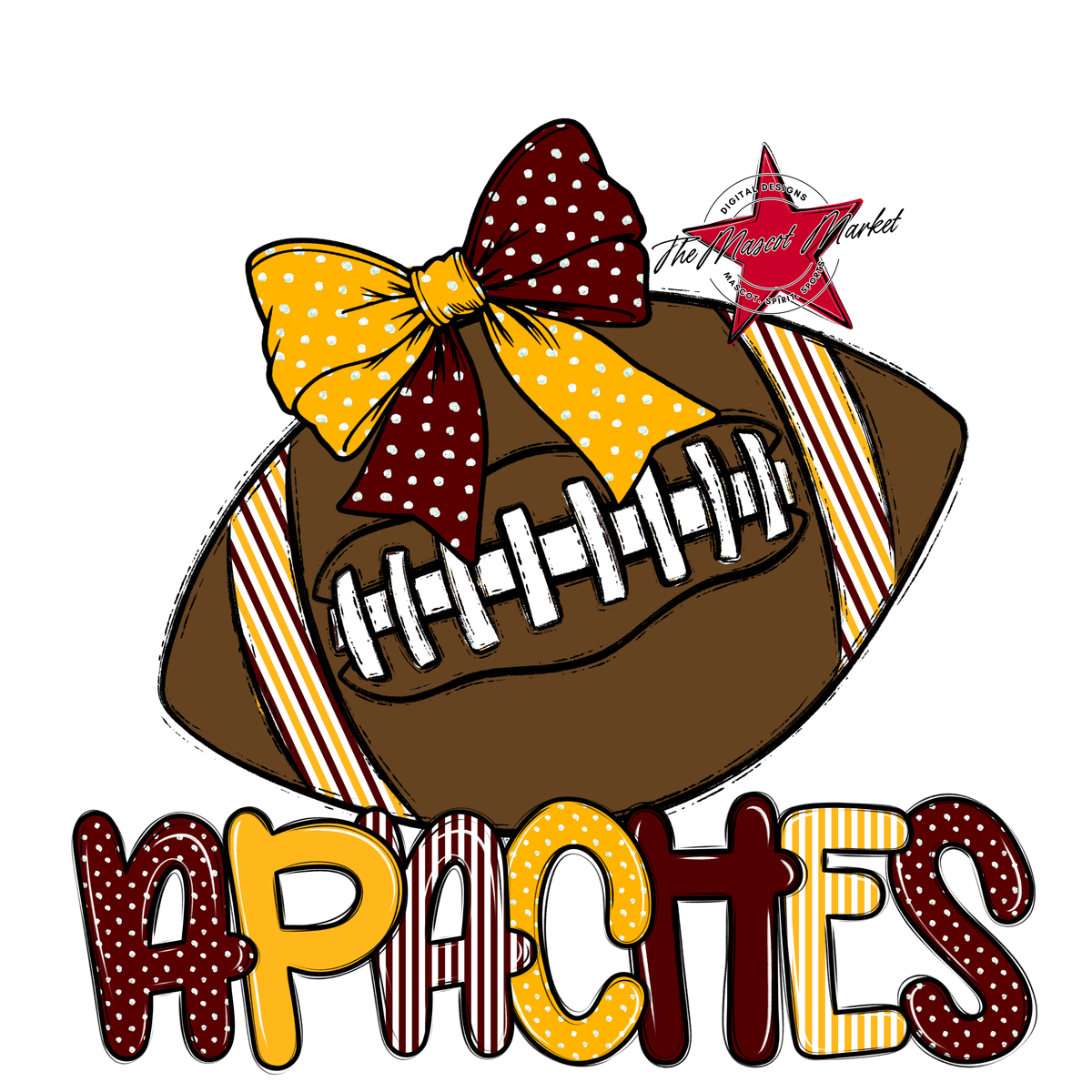 Apaches Football Spirit Design-Maroon & Yellow