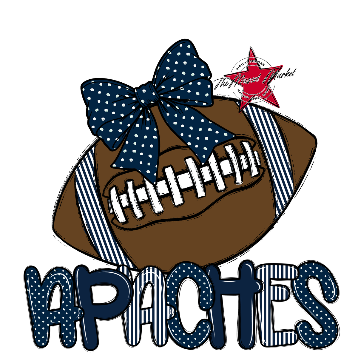 Apaches Football Spirit Design-Navy