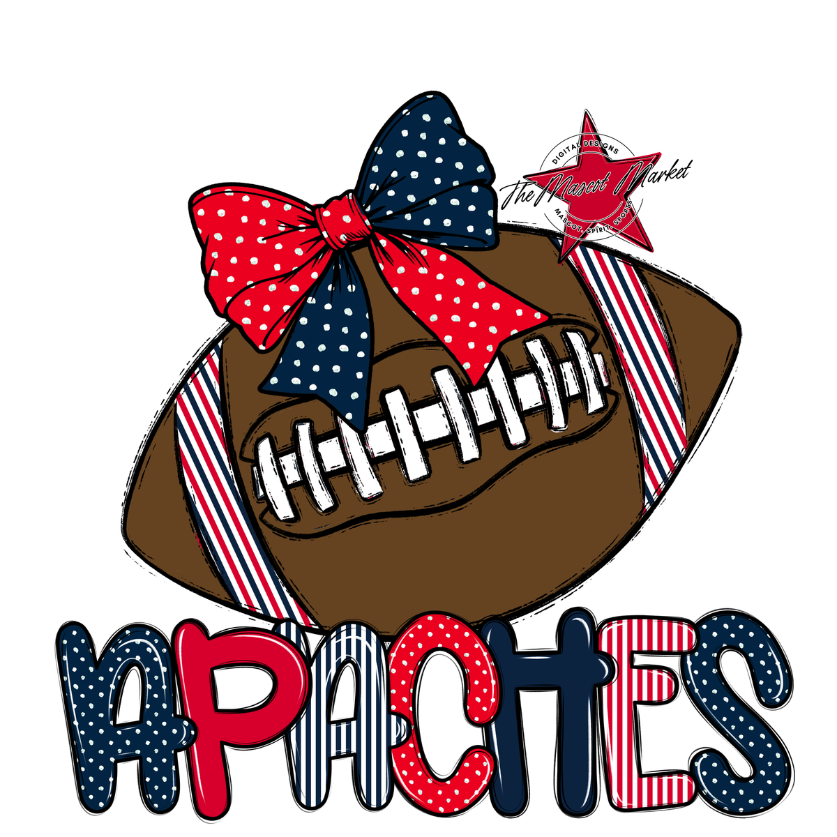 Apaches Football Spirit Design-Navy & Red