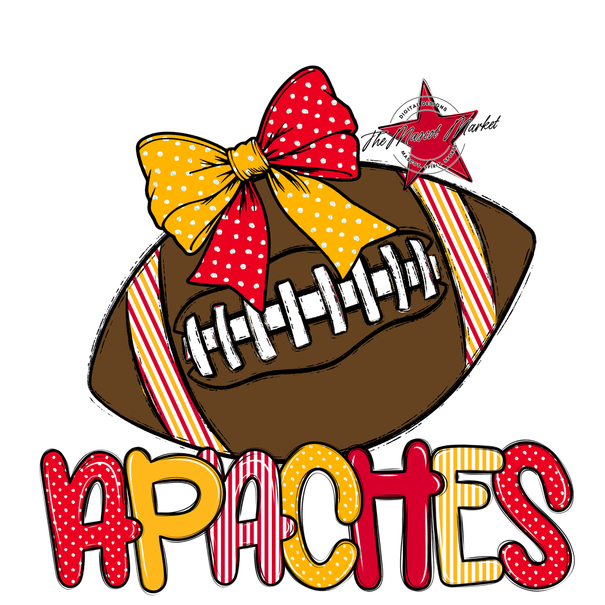 Apaches Football Spirit Design-Red & Yellow