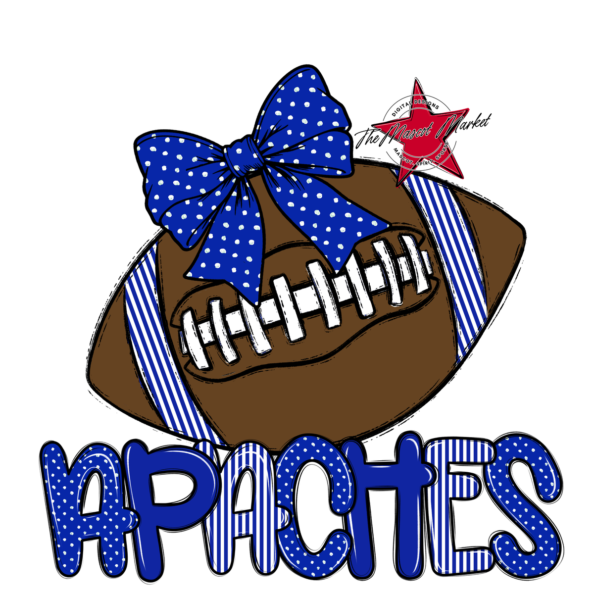 Apaches Football Spirit Design-Royal Blue