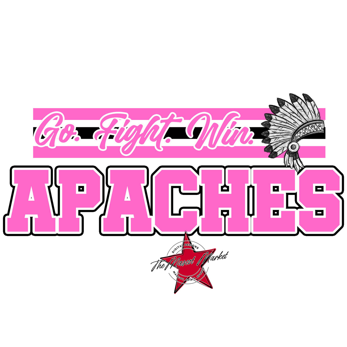 Apaches Go Fight Win Mascot-Baby Pink