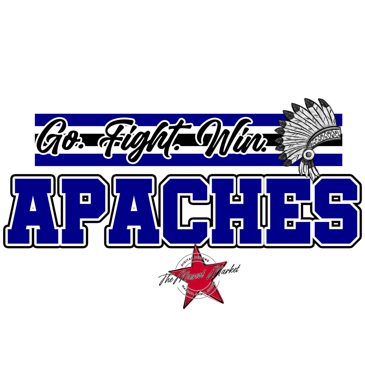 Apaches Go Fight Win Mascot-Blue