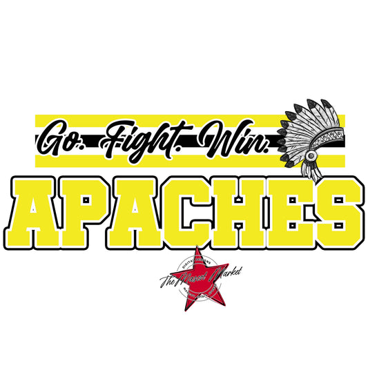 Apaches Go Fight Win Mascot-Bright Yellow