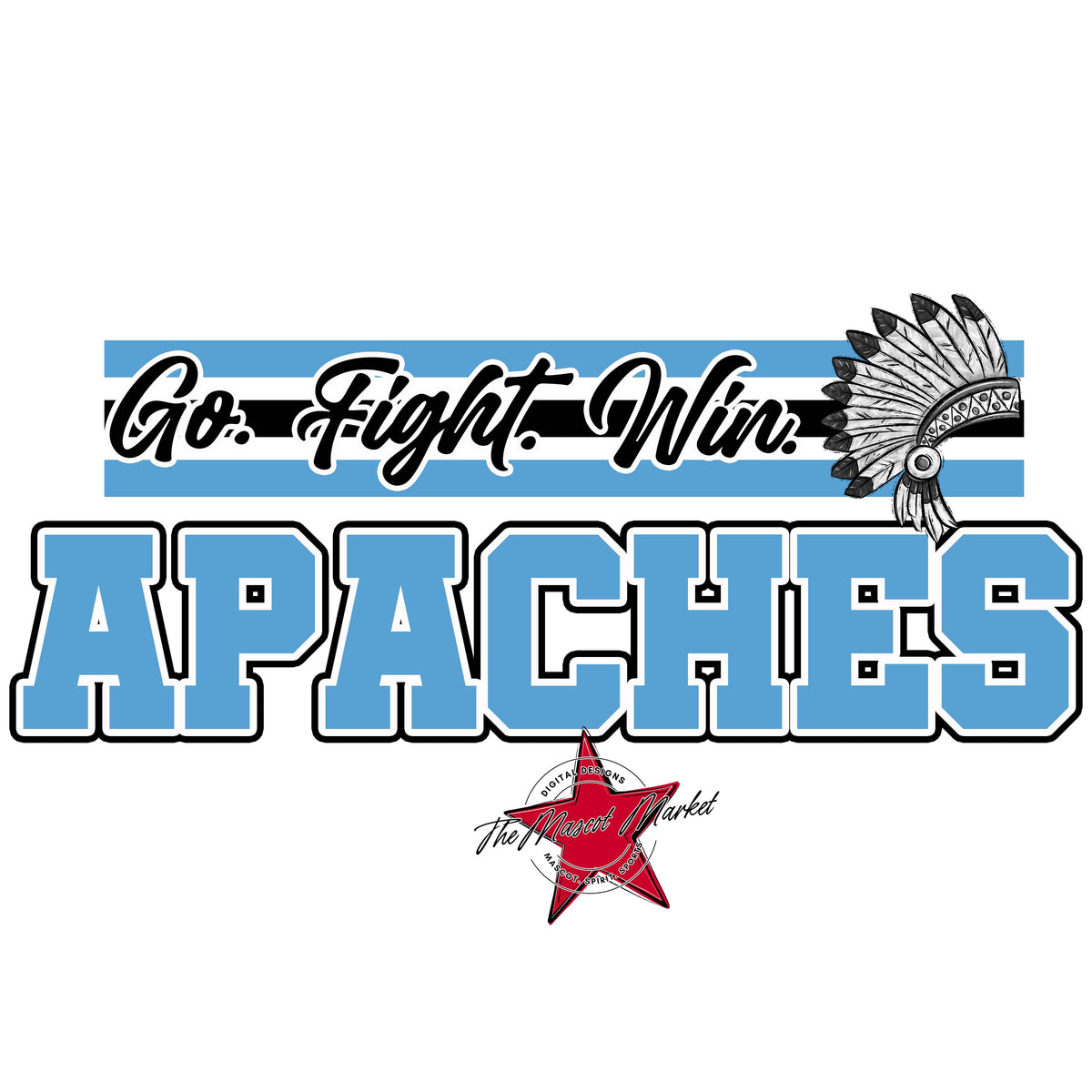 Apaches Go Fight Win Mascot-Carolina Blue