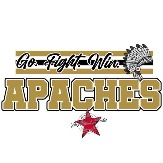 Apaches Go Fight Win Mascot-Gold