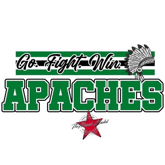 Apaches Go Fight Win Mascot-Kelly Green