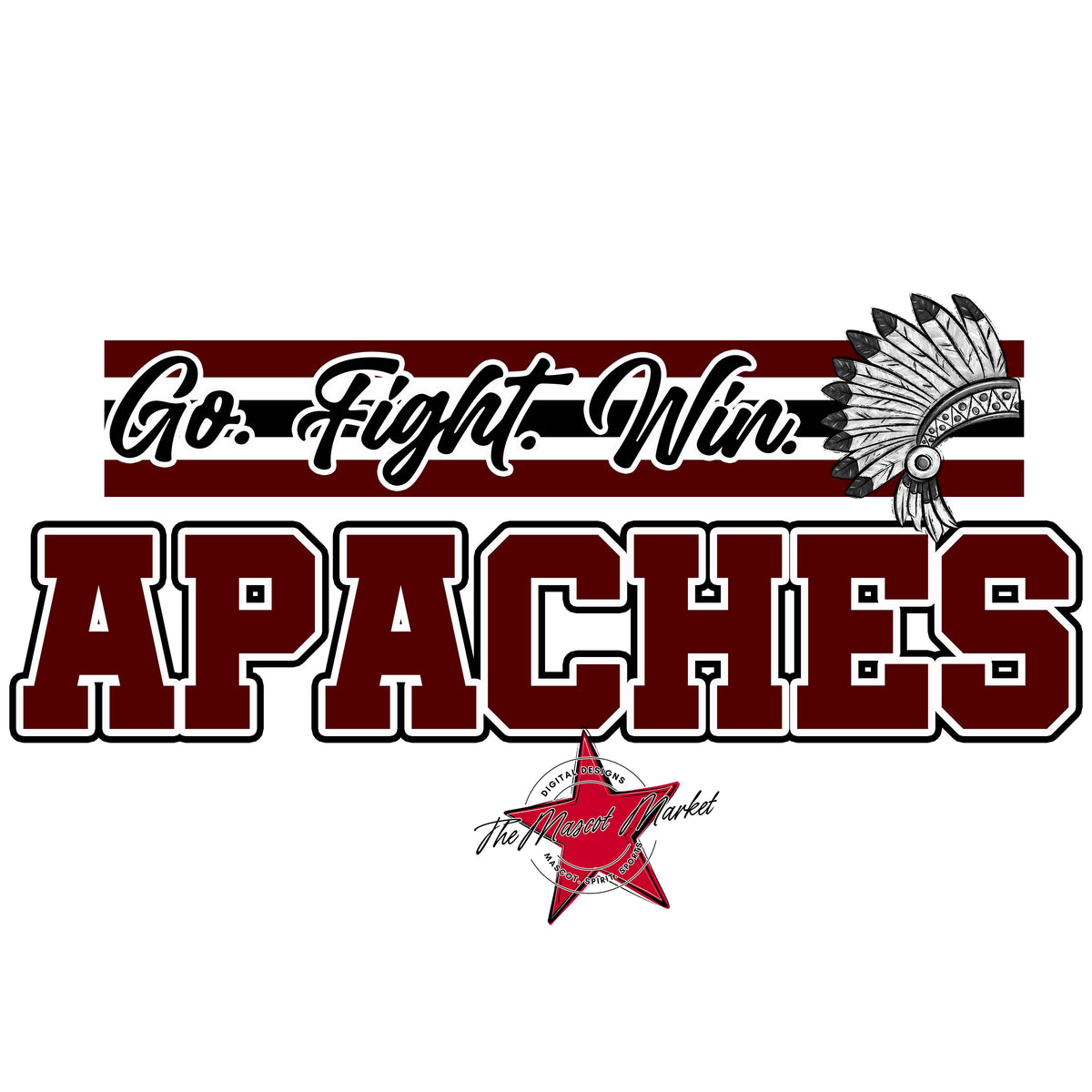 Apaches Go Fight Win Mascot-Maroon