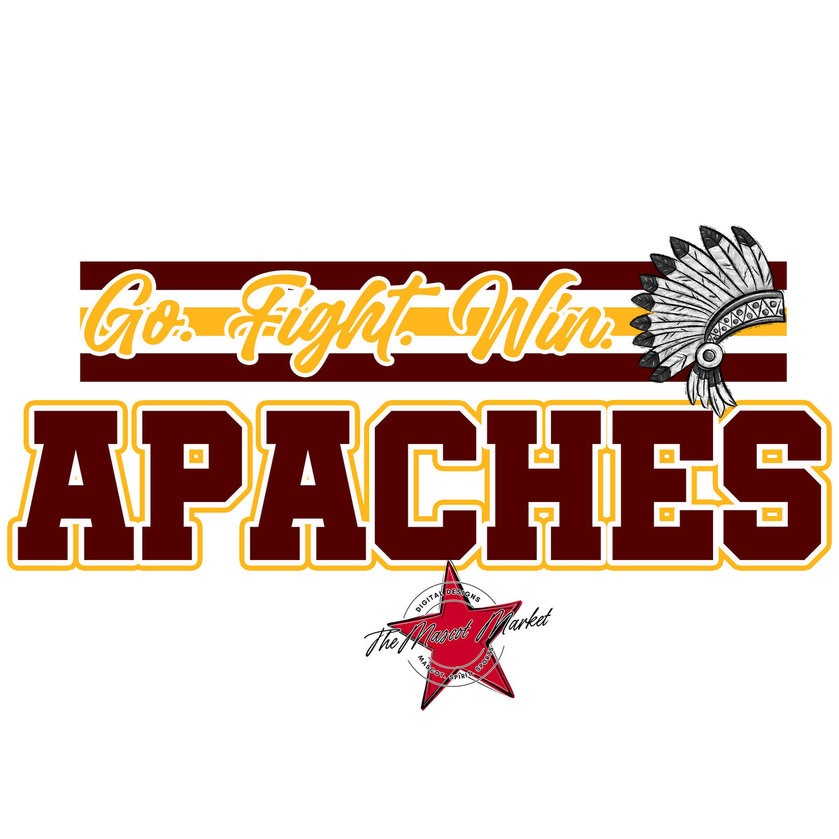 Apaches Go Fight Win Mascot-Maroon & Yellow