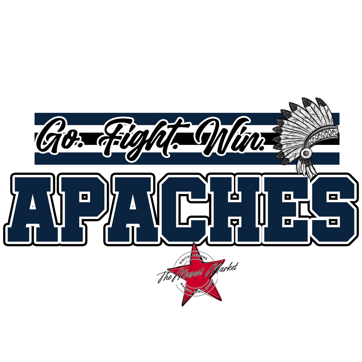 Apaches Go Fight Win Mascot-Navy