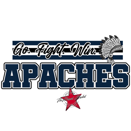 Apaches Go Fight Win Mascot-Navy
