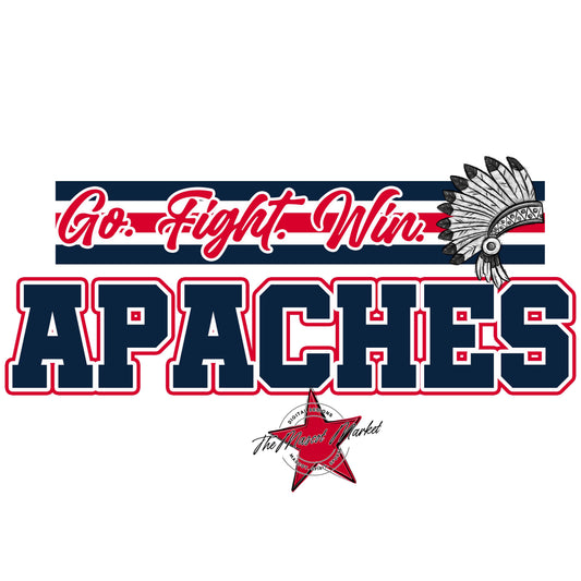 Apaches Go Fight Win Mascot-Navy & Red