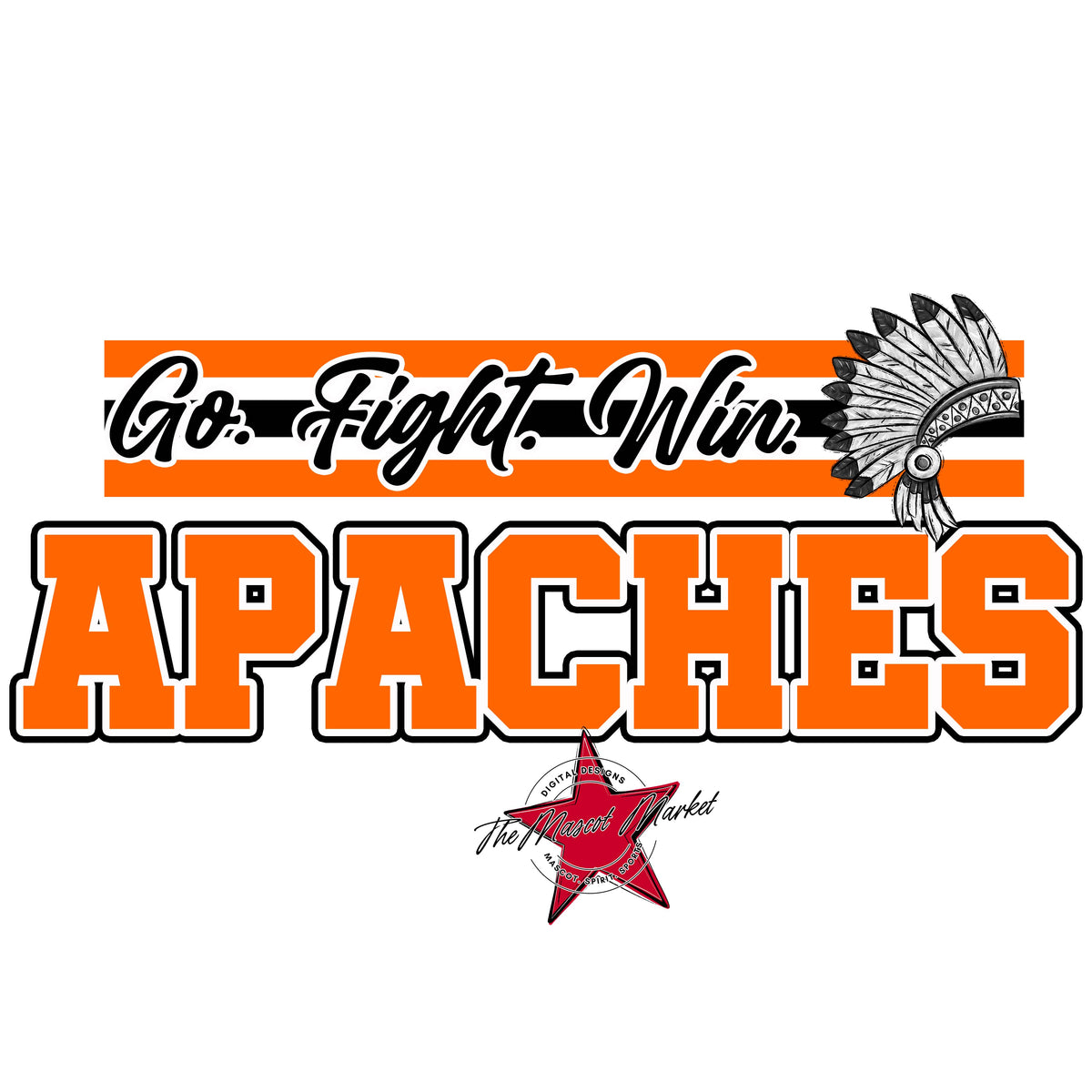 Apaches Go Fight Win Mascot-Orange
