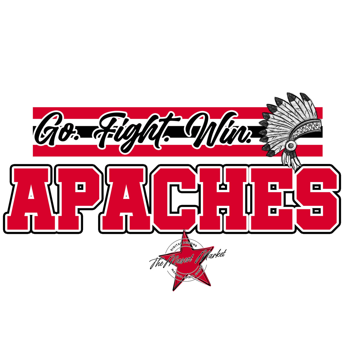 Apaches Go Fight Win Mascot-Red