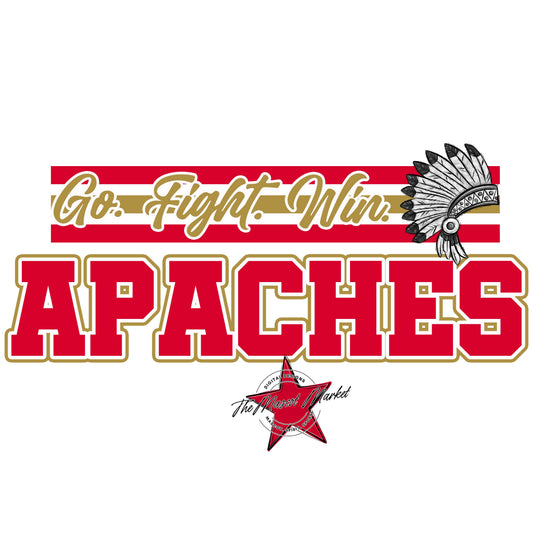 Apaches Go Fight Win Mascot-Red & Gold