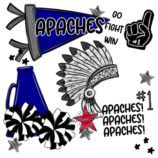 Apaches Mascot Spirit Design 2-Blue
