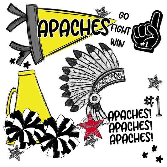Apaches Mascot Spirit Design 2-Bright Yellow