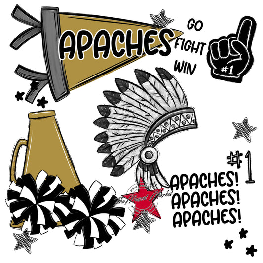 Apaches Mascot Spirit Design 2-Gold
