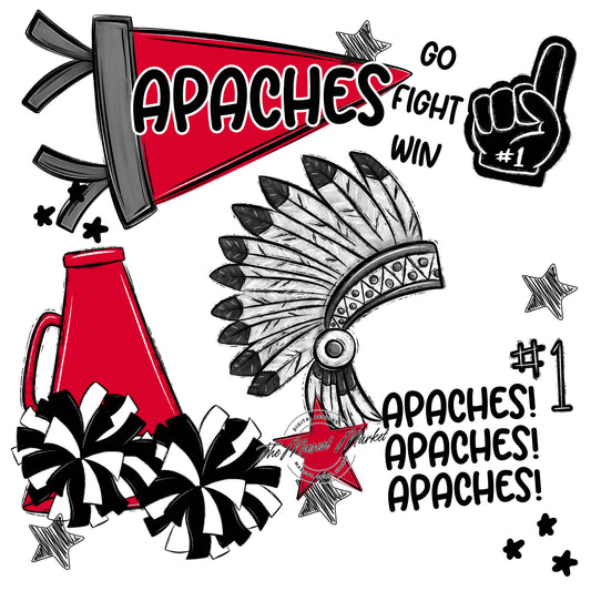 Apaches Mascot Spirit Design 2-Red