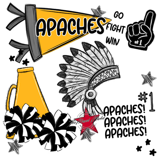 Apaches Mascot Spirit Design 2-Yellow
