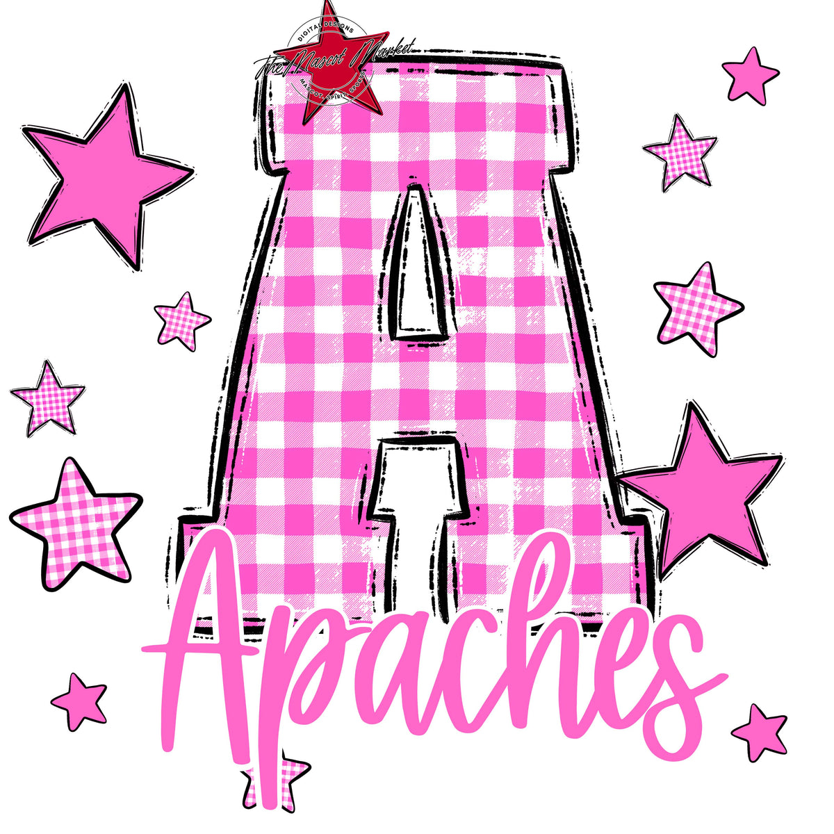 Apaches Plaid Star Design Design-Baby Pink