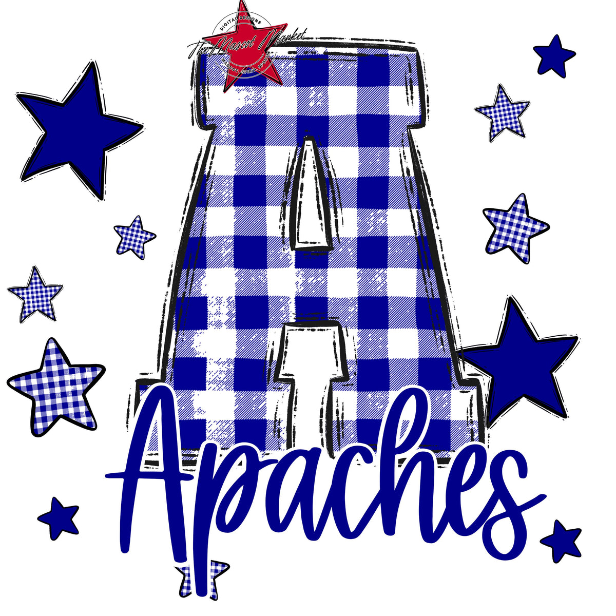 Apaches Plaid Star Design Design-Blue