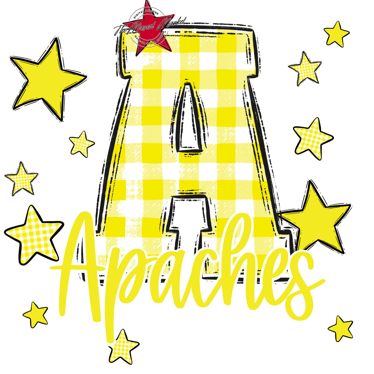 Apaches Plaid Star Design Design-Bright Yellow