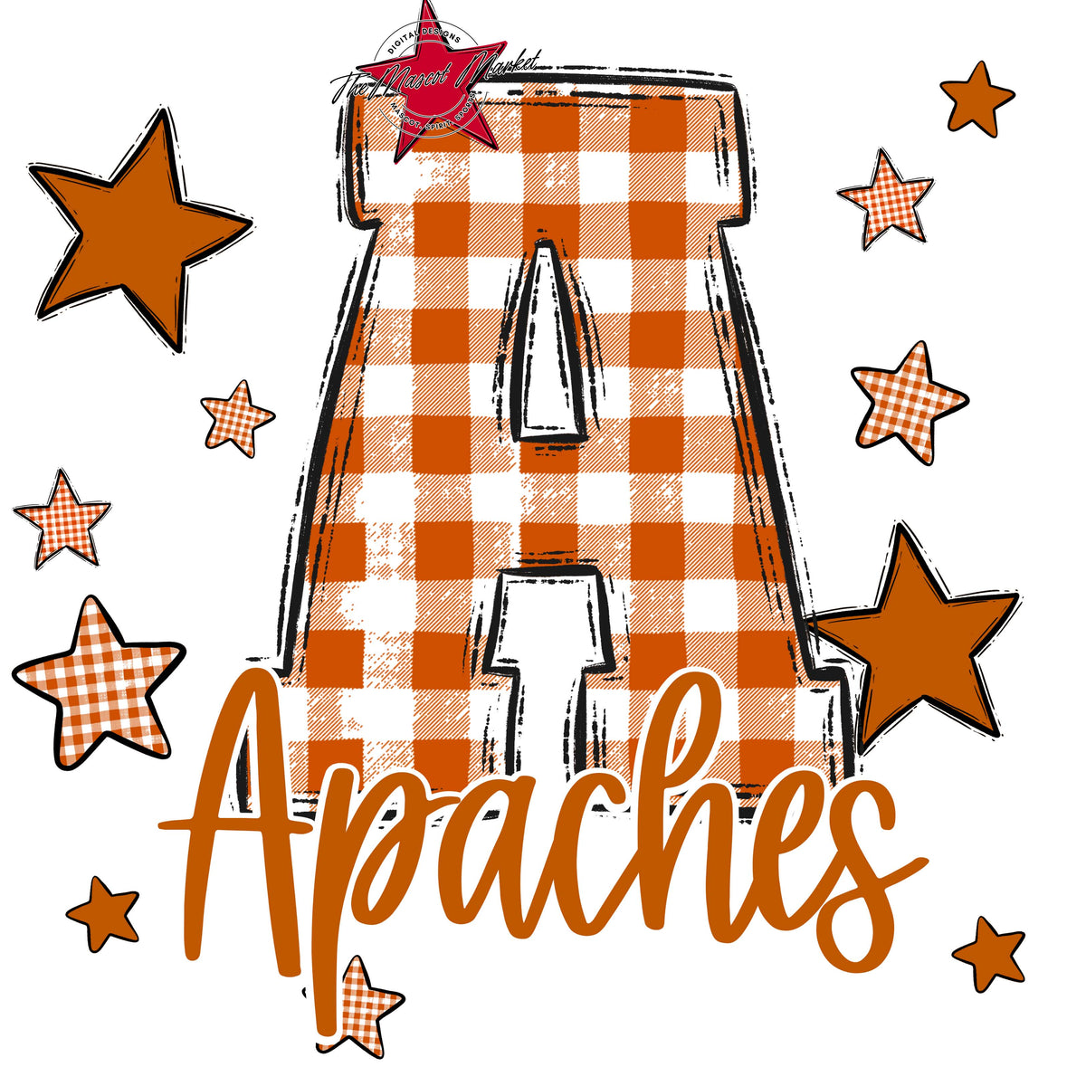 Apaches Plaid Star Design-Burnt Orange