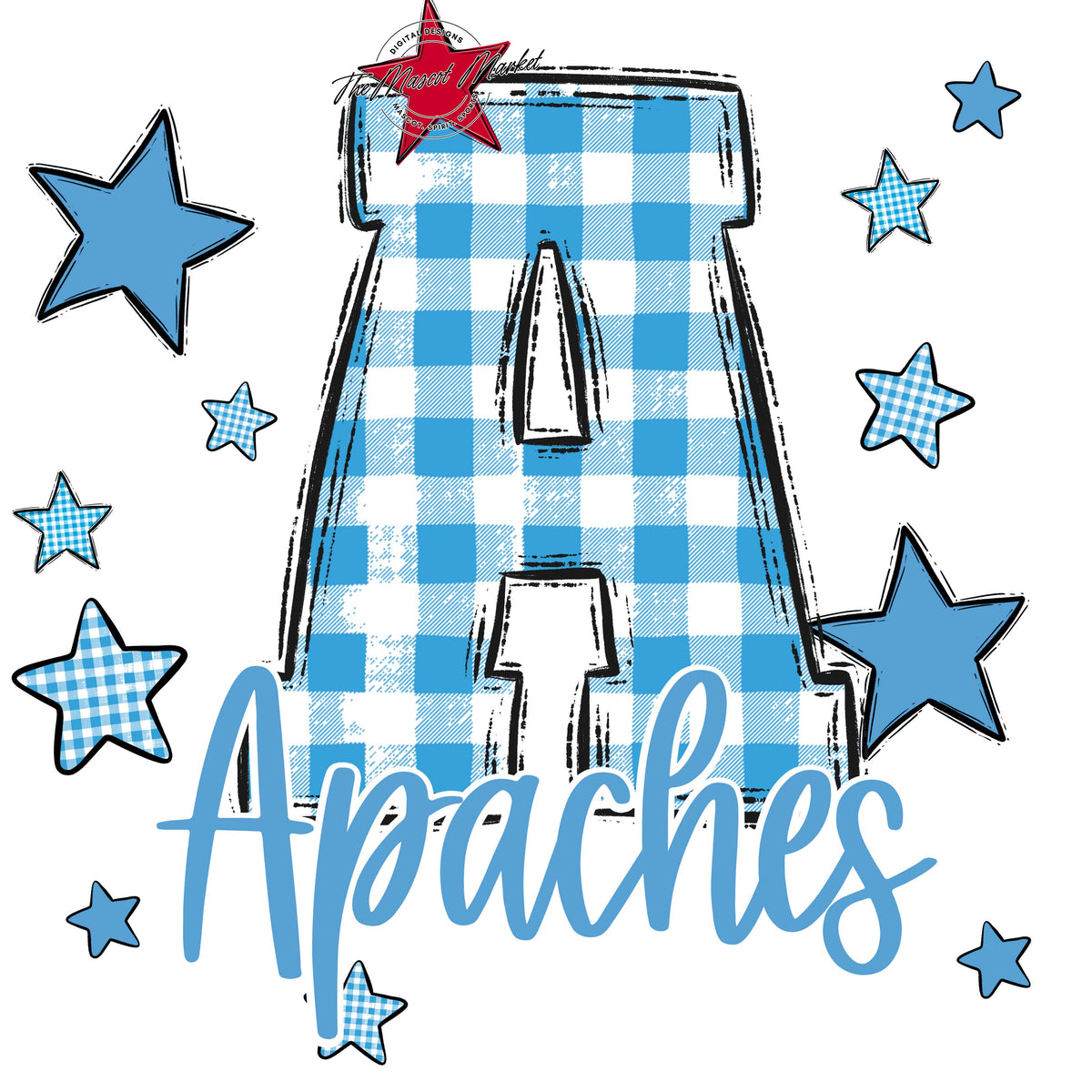 Apaches Plaid Star Design-Carolina Blue