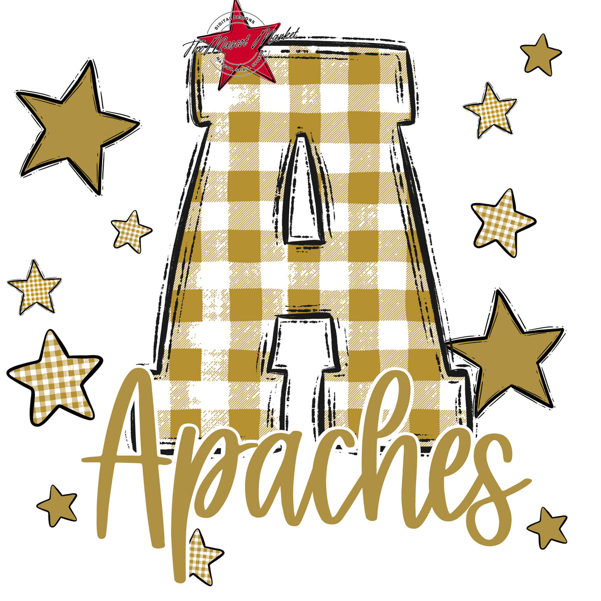 Apaches Plaid Star Design-Gold