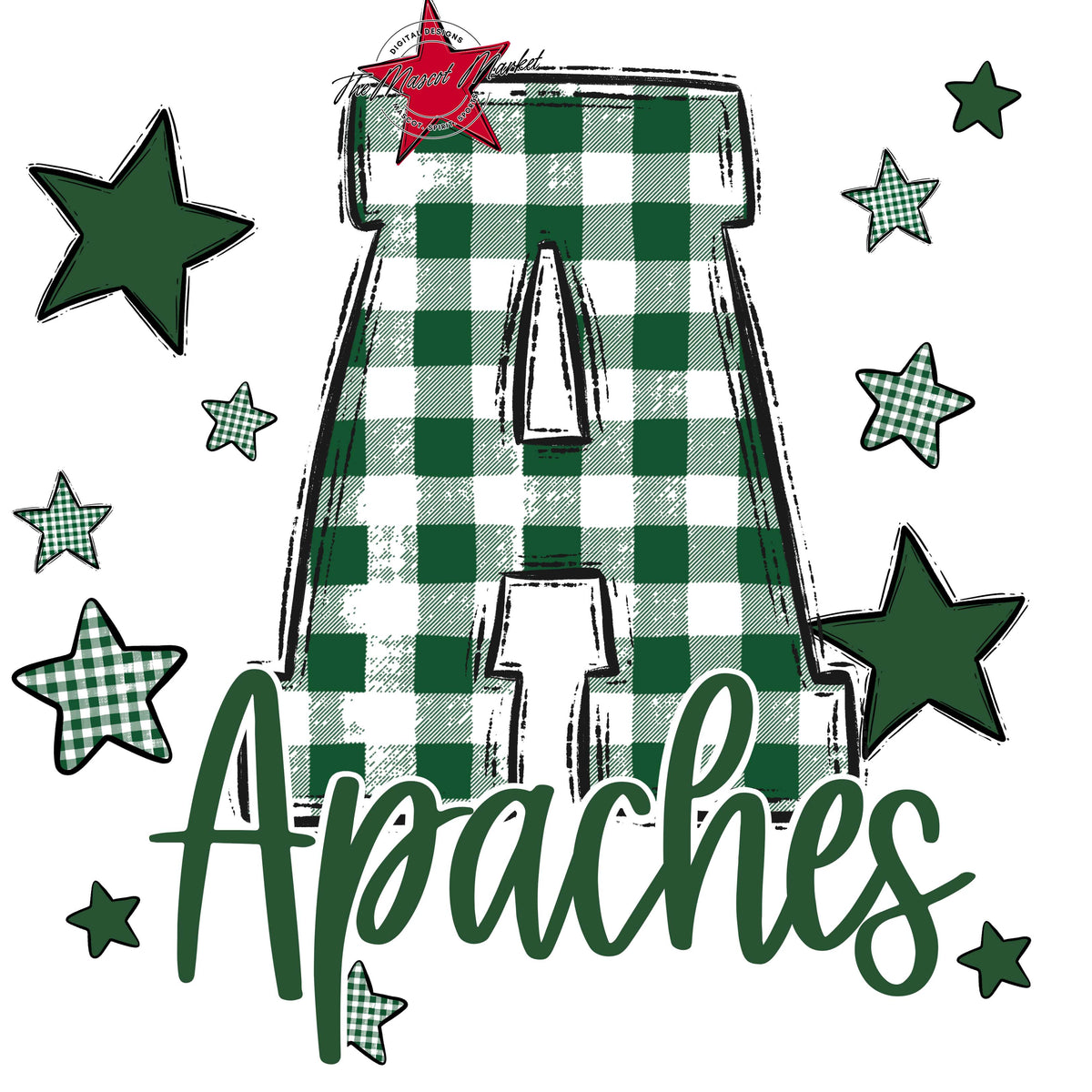 Apaches Plaid Star Design-Green
