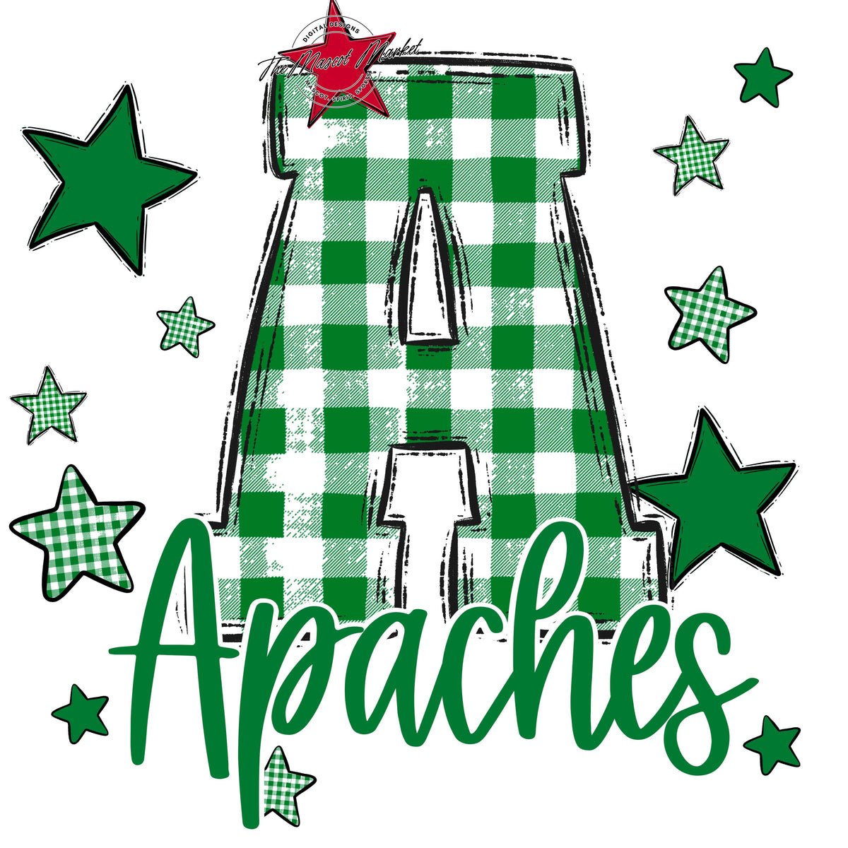 Apaches Plaid Star Design-Kelly Green