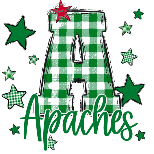 Apaches Plaid Star Design-Kelly Green