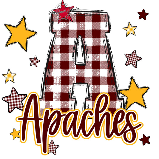 Apaches Plaid Star Design-Maroon & Yellow