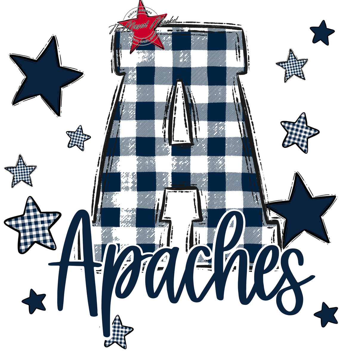 Apaches Plaid Star Design-Navy