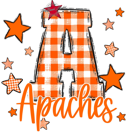 Apaches Plaid Star Design-Orange