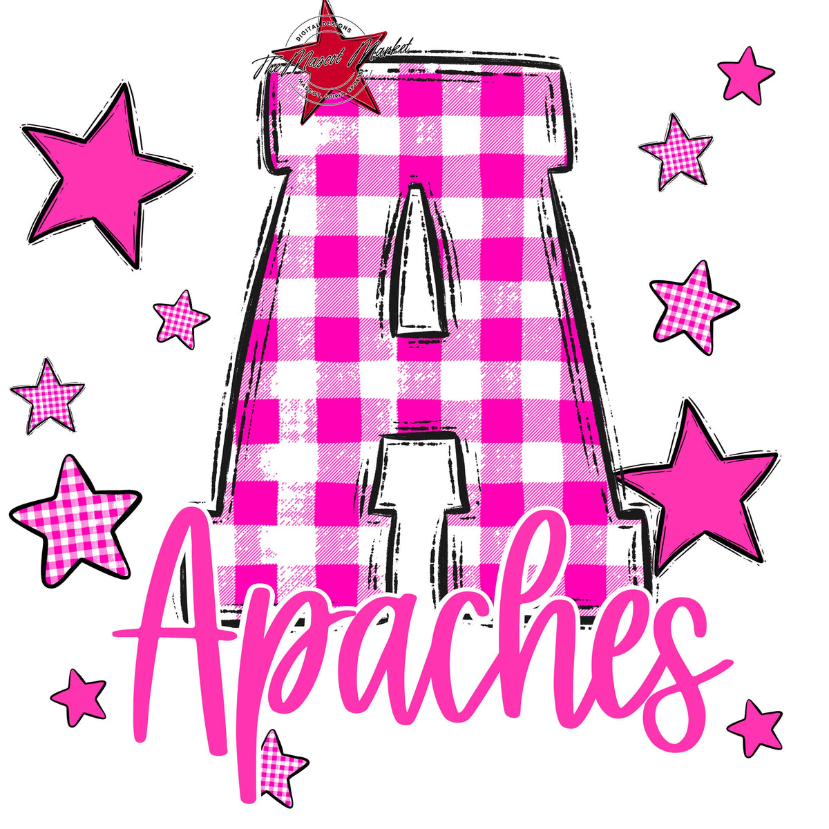 Apaches Plaid Star Design-Pink
