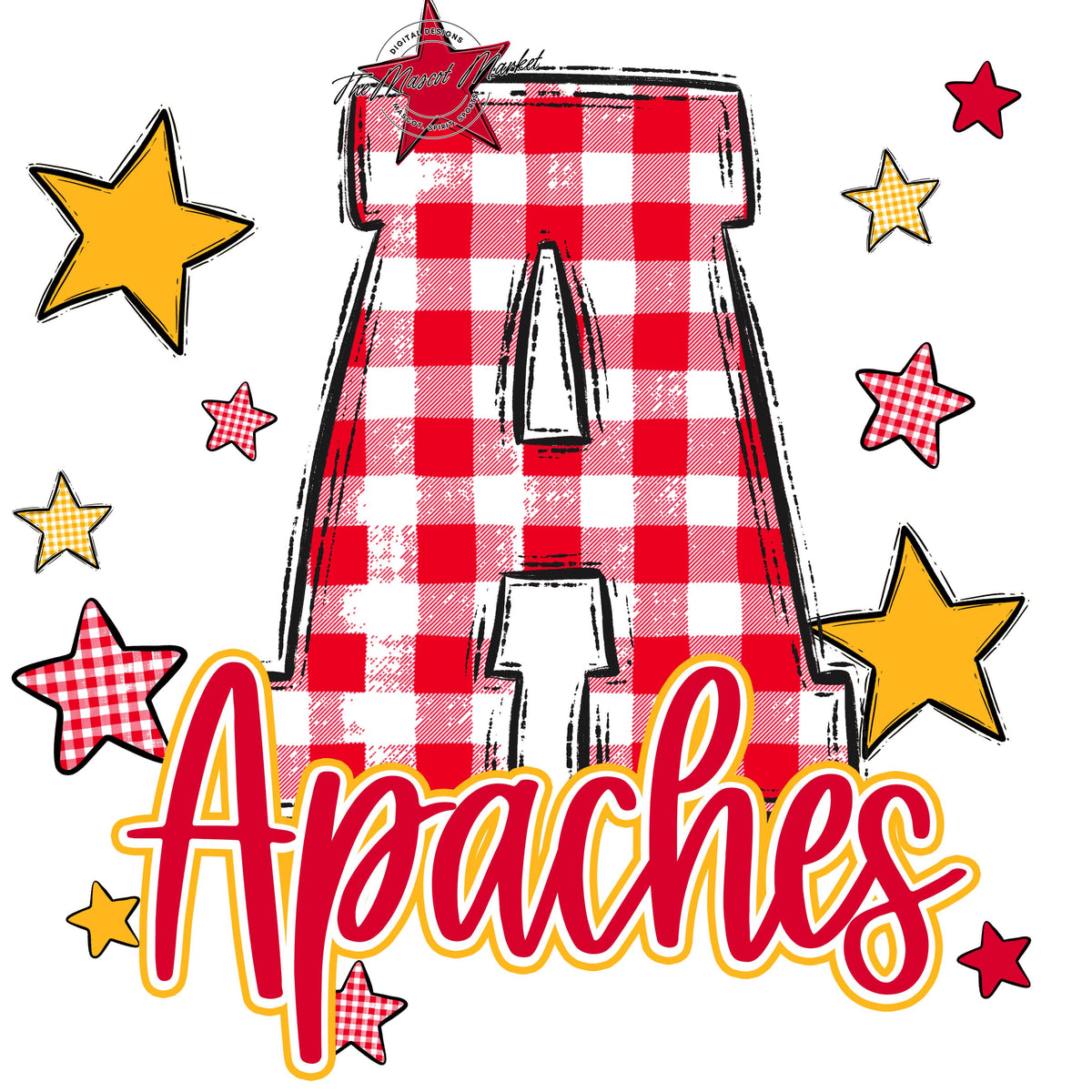 Apaches Plaid Star Design-Red & Yellow